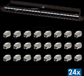 NK5003 Patchpanel, 19", 24-Port, Cat.6a