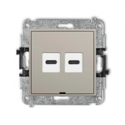 MINI Mechanizm ładowarki USB podwójnej 2xUSB C, 20W max., bez pola opisowego taupe 60MCUSBBO-7