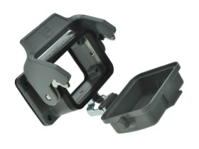 Obudowa złącza; Han B; 09300060302; 6B; metal; proste; na panel; niska konstrukcja; z 1 klamrą; z pokrywą; szary; IP65; Harting;