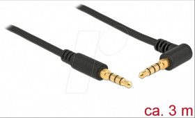 85616 Stereo Jack Cable 3.5 mm 4 pin male &gt; male angled 3 m
