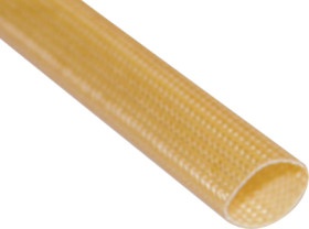 Fiberglass braided sleeve, inner Ø 6 mm, natural/honey colored, halogen free, -30 to 155 °C, 06370211018