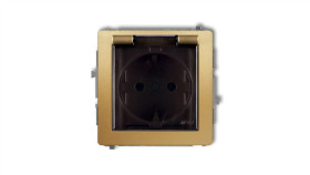 Deco Gniazdo Bryzgoszczelne Z/U Schuko (Klapka Dymna) Złoty 29Dgpb-1Sdp