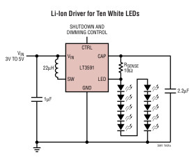White LED Driver with Integrated Schottky in 3mm x 2mm DFN