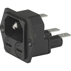 Złącze IEC IEC C14, C18 Montaż na panelu Męski 10A Proste liczba bezp 2 Szybkozłączne Schurter