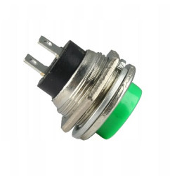 16mm 2-pin 2A Momentary NO Monostable OFF-(ON) Button Switch Talvico, Green