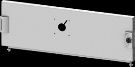 Compartment door, rectangular, sheet steel, (W x H x D) 600 x 200 x 25 mm, light gray, for built-in installation devices, 8PQ202