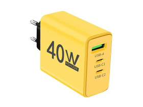 Ładowarka sieciowa AD-65 z gniazdem USB QC3.0 + 2x USB-C PD4.0 40W