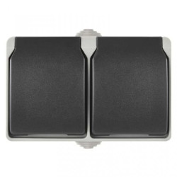 Gniazdo podwójne IP44 szaro-czarne EMOS A1397.1