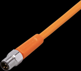 Sensor actuator cable, M8 cable plug, straight, A to open end, 3 pole, 2 m, PVC, orange, 3 A, EVT217