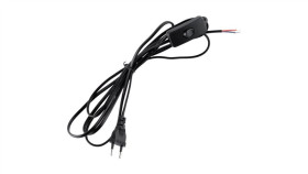 Sznur Przyłączeniowy Kabel 2.5M 2X0.5 Z Włącznikiem Kołyskowym Czarny