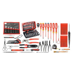 Zestaw narzędzi Facom Nóż, uchwyt, nóż, taśma pomiarowa, Plier, Wkrętak, nożyce, lutnica, napinacz sprężynowy, ściągacz