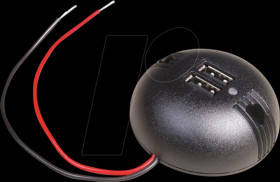 67327500 Car - Surface-mounted power USB double socket, round, incl. LED