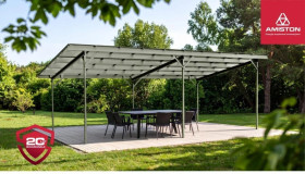 Wiata fotowoltaiczna IMPACT/V2/rozstaw 3.0/układ 2x4 (8 paneli)/uszczelniony dach srebrny