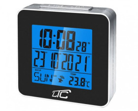 BUDZIK Z TERMOMETREM STER. RADIOWO CZARN