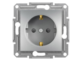 ASFORA Gniazdo pojedyncze z uziemieniem schuko z przesłonami aluminium EPH2900261 SCHNEIDER ELECTRIC
