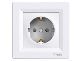 ASFORA Gniazdo pojedyncze z uziemieniem schuko z przesłonami białe z ramką EPH2900221 SCHNEIDER ELECTRIC