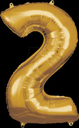 9906267 AMSCAN foil balloon, number 2, gold