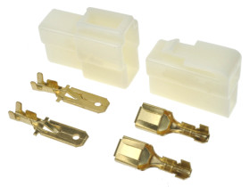 Konektor; 6,3x0,8mm; 1,5mm2; płaski wsuwka/nasuwka; izolowany; ZKPI63W2pT; biały; proste; na przewód; zaciskany; 2 tory; Talvico