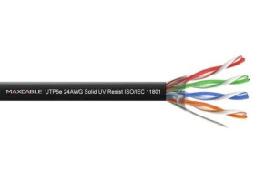 Przewód UTP5 drut CCA 305m UV czarny MAXCABLE