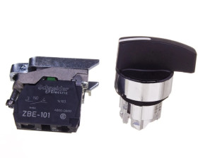 Przełącznik 2 położeniowy pokrętło 22mm czarny 1Z bez samopowrotu XB4BJ21