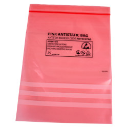 Antistat 003-0011 Pink ESD Ziplock Bag 300 Gauge 8x10&quot; 203 x 254mm PK 100
