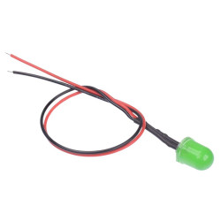 Green 10mm Prewired Diffused LED 20cm Cable 12V