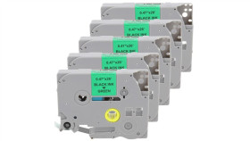 Taśma 5X Tze-731 Do Drukarki Brother 12Mm 8M Zielona Taśma Czarny Nadruk /5Szt./