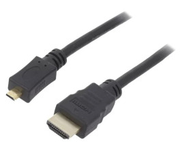 HDMI.HE320.010 Kabel HDMI 2.0 HDMI wtyk,micro HDMI wtyk PVC Dł: 1m czarny