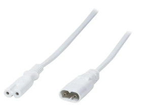 CP132 Kabel, IEC C7 żeński, IEC C8 męski, 2m, Gniazda: 1, biały