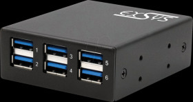 EX-11246HMS USB 3.2 6-port hub, 15-kV ESD, ext. power supply selector switch