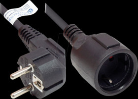 P0102-S050 Extension type E+F to type F , black, 1,50 mm², 5 m