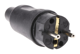 Złącze sieciowe 16A Wtyczka 250 V Męski Kopp Czarny Montaż na kablu