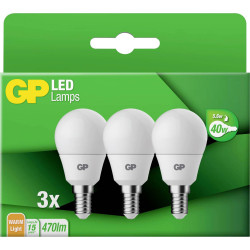 GP MGLE14STD854C3 LED E14 Globe 5.6W Warm White 45x84mm 3 pieces