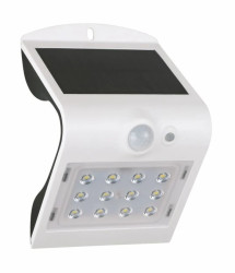 Kinkiet LED solarny 1,5W 4000K/neutralna IP65 z cz. zmierzchu i ruchu PIR aku. ABS/PC FOX SOLAR PIR 12LED W NW GXSO004