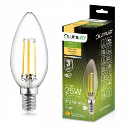 Żarówka LED E14 B35 2W = 25W 249lm 3000K Ciepła 360 Filament LUMILED