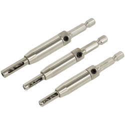 Sealey AK3HD Self-Centring Chamfered Hinge Drill Set 3pc