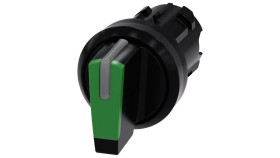 Przełącznik 3 pozycyjny 22mm czarny/zielony bez samopowrotu I-O-II możl podświetl tworzywo IP69k SIRIUS ACT 3SU1002-2BL40-0AA0