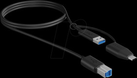 IB-CB032 USB 3.0 cable, B connector to A connector + USB-C adapter, 1 m