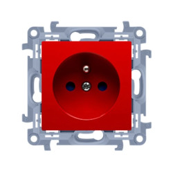 Simon 10 Gniazdo pojedyncze z uziemieniem z przesłonami torów prądowych czerwony 16A, szybkozłącza, CGZ1CZ.01/22