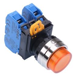 YW4L-M2E20Q0A Amber 22mm Metal Bezel Momentary Push Button Switch 2NO IP65 IDEC