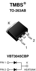 VBT3045CBP-E3 Trench MOS Barrier Schottky Rectifier for PV Solar Cell Bypass Protection Ultra Low VF = 0.30 V at IF = 5.0 A