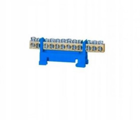 Listwa zerowa zaciskowa niebieska mostek 12P 12N
