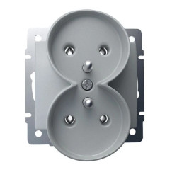 DOMO Gniazdo podwójne z uziemieniem śrubowe 16A 250V srebrny 011253143 24855