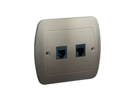 AKORD Gniazdo telefoniczne podwójne RJ11 satyna metalik ATF2/29 KONTAKT SIMON