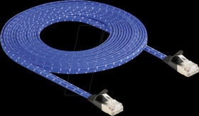80386 RJ45 flat ribbon network cable Cat.6A U/FTP 5 m blue