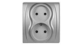 Logo Gniazdo Podwójne B/U Srebrny Metalik 7Lgp-2