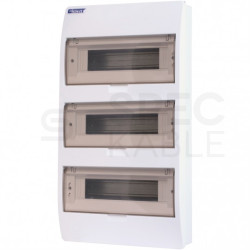 Rozdzielnica natynkowa S-36 (N+PE) 3x12 moduły IP40 303x550x101mm drzwi transparentne dymne INCOBEX