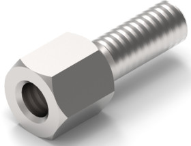 Hexagon spacer bolt, external/internal thread, M3/M3, 5 mm, brass, 971050354