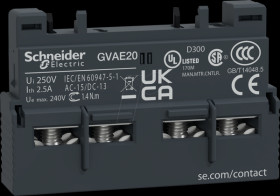 GVAE20 Auxiliary switch, TeSys GVAE, 2 NC, front