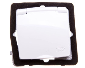KARO Gniazdo bryzgoszczelne z/u Schuko IP44 klapka biała GPH-1SS/m/00/w